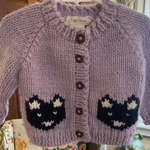 Baby  Cardigan with Kitty Faces